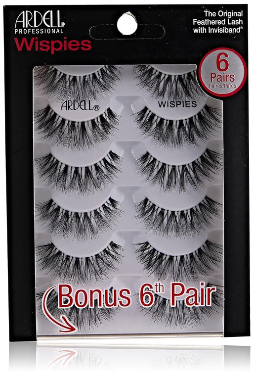 Ardell False Eyelashes Wispies Black, 1 Pack (6 Pairs of Strip Lashes Per Pack)