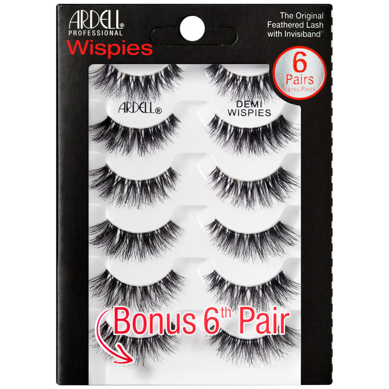 Ardell Demi Wispies Eyelashes  Multi-Dimensional, Eyelashes Natural Look, 6 Pairs