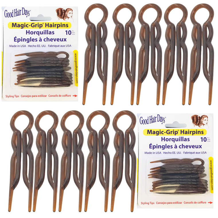 Good Hair Days Hair Pins - 2 1/2" Plastic, U-shaped Magic Grip Hairpins, Strong Durable Pins For Fine, Thick & Long Hair, Styling Accessories - Torto