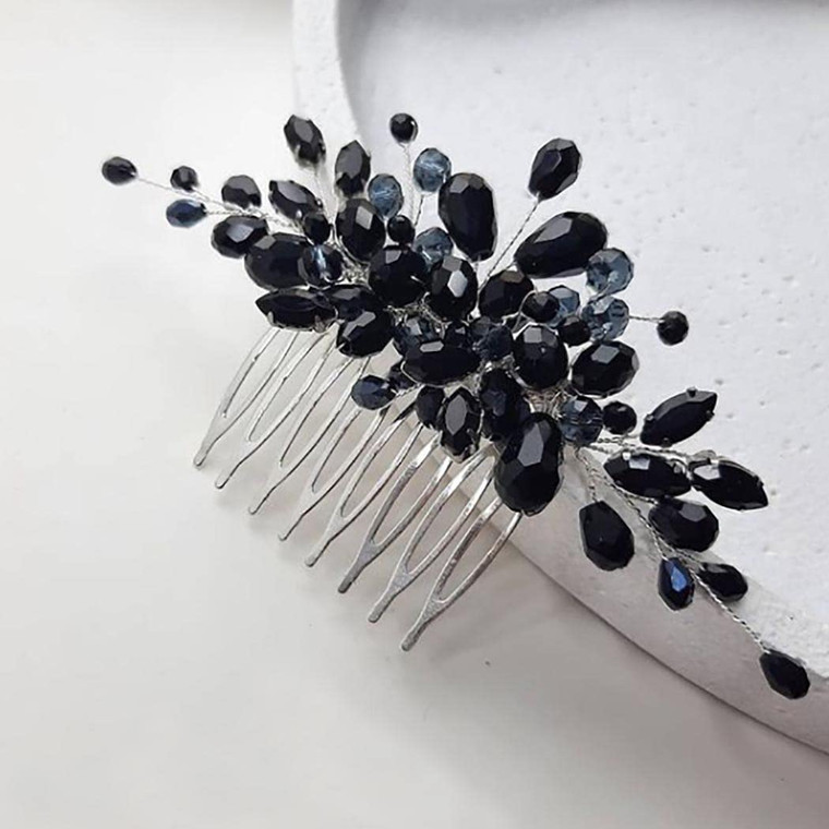 JONKY Black Rhinestone Hair Comb Crystal Headpieces Bridal Hair Accessories for Women