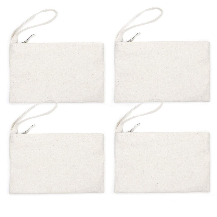 YINGKOR Wristlet Cotton Canvas Zipper Cosmetic Bag Makeup Bags Tool Organizer with Cotton Lining 20x28cm, 7.87"x11.02", Denim Blue