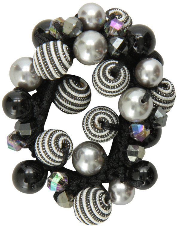 Caravan Faceted Ab And Colored Beads Plus Threaded Beads Enhance This Elastic Pony