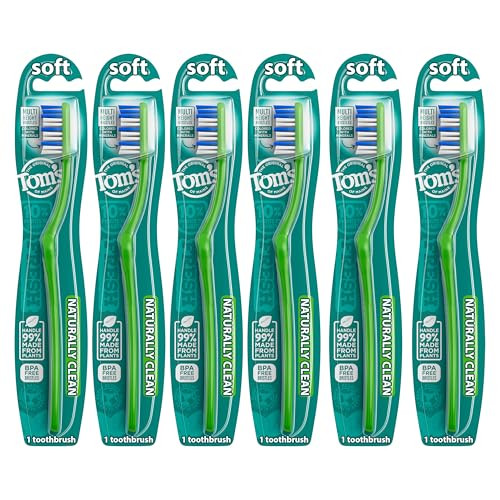 Tom's of Maine Naturally Clean Toothbrush, Soft, 6-Pack