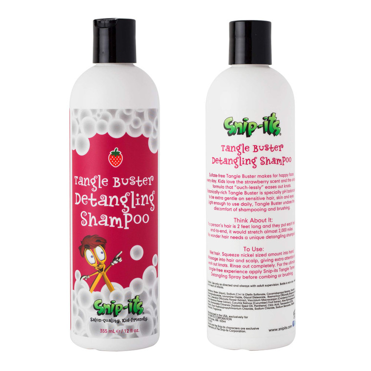 Snip-its Tangle Buster Detangling Kids Shampoo 12 oz | Gentle Hair Detangler - Great for Swimmers with Curly or Straight hair - Natural Kids Shampoo