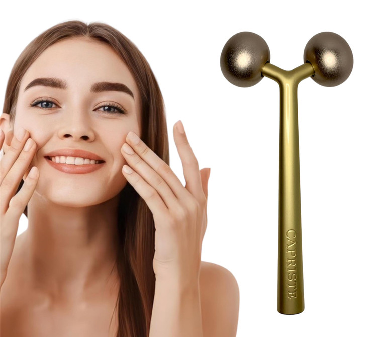 CAPRISTE Premium Face Sculptor Metal Facial Massager Anti-Wrinkle Face, Neck, & Décolleté Roller | Reduces Swelling, Boosts Collagen, Face Roller for
