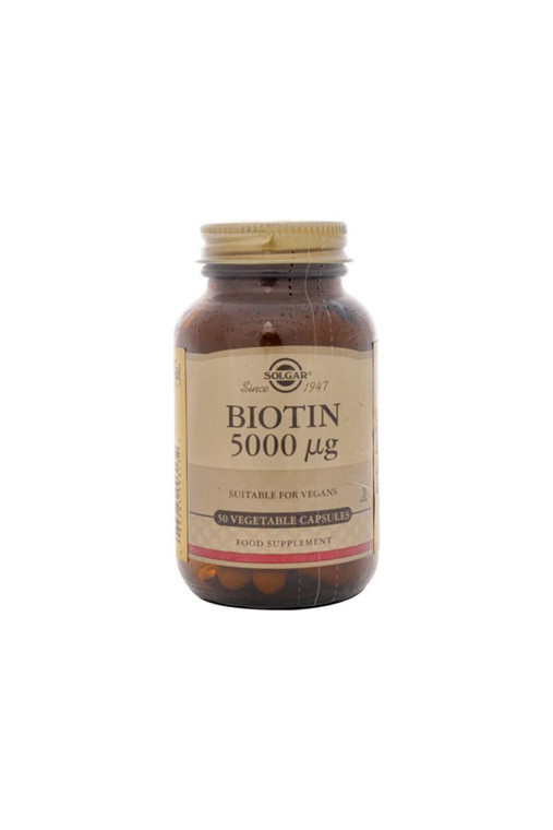 Solgar Biotin 5000 mcg - 50 Vegetable Capsules - Supports Healthy Skin, Nails & Hair - Non-GMO, Vegan, Gluten Free, Dairy Free, Kosher - 50 Servings