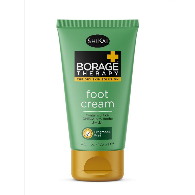ShiKai Borage Therapy Foot Cream (4.2 oz) | Fragrance-Free Moisturizer Lotion | Healing Care for Dry, Cracked Heels | With Borage Seed Oil