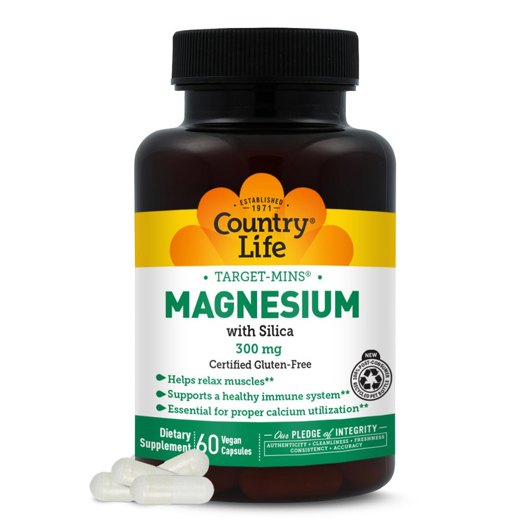 Target-Mins Magnesium with Silica 300mg, 60 Vegan Capsules, Certified Gluten Free, Certified Vegan