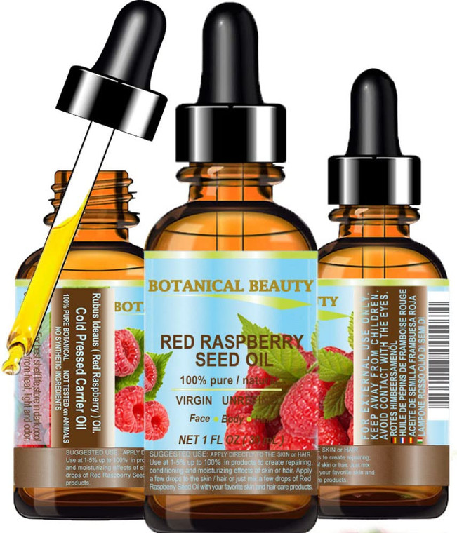 Botanical Beauty RED RASPBERRY SEED OIL 100% Pure Natural Virgin Unrefined Undiluted Cold Pressed Carrier Oil for Face, Skin, Hair, Body, Nails. Rich