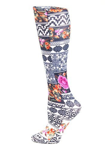 Celeste Stein Therapeutic Compression Socks, Black Versache, 8-15 mmhg, 1-Pair