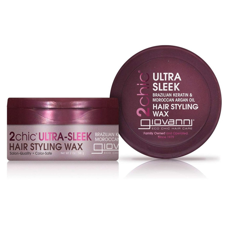 GIOVANNI 2chic Ultra Sleek Hair Styling Wax - Brazilian Phyto-Keratin & Moroccan Argan Oil, Strong Hold Keeps Hair In Place, Nourishing Anti-Frizz Fo