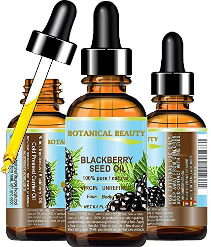 Botanical Beauty BLACKBERRY SEED OIL 100% Pure Natural Virgin Unrefined. Cold Pressed Undiluted Carrier Oil for Face, Skin, Body, Hair, Anti-Aging Fa