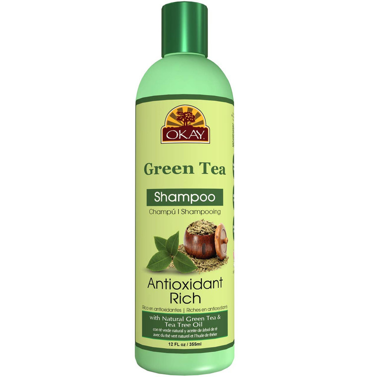 OKAY | Green Tea Nourishing Antioxidant Rich Shampoo | For All Hair Types & Textures | Revitalize - Rejuvenate - Restore Moisture | With Tea Tree Oil