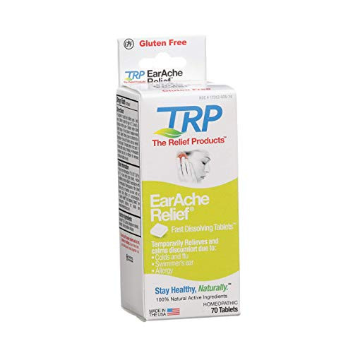 The Relief Products Earache Relief - 100% Natural Active Ingredients - Soothes Discomfort, Itching, Aching, and Sensitivity - Fast Dissolve Tablets -