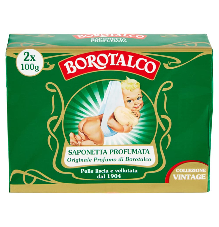 Roberts: Set of 2 Borotalco® Scented Soaps, Vintage Edition (Baby Picture) * 3.5 Ounces (100g) Packages (Pack of 2) [ Italian Import ]