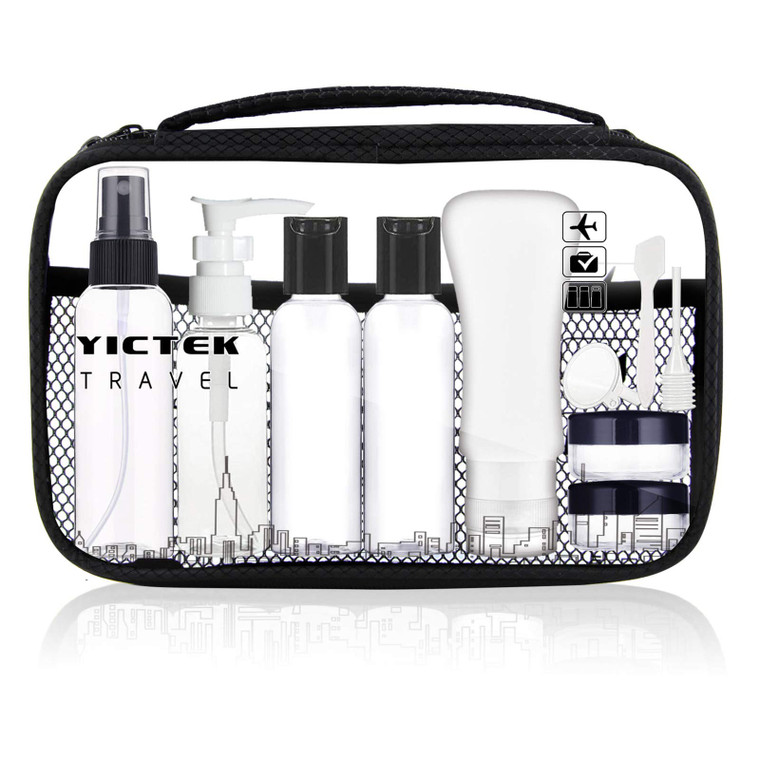 YICTEK Empty Plastic Travel Bottles Containers for Toiletries, TSA Approved Travel Size Toiletries Bottles Kit for Liquids Shampoo Conditioner Lotion