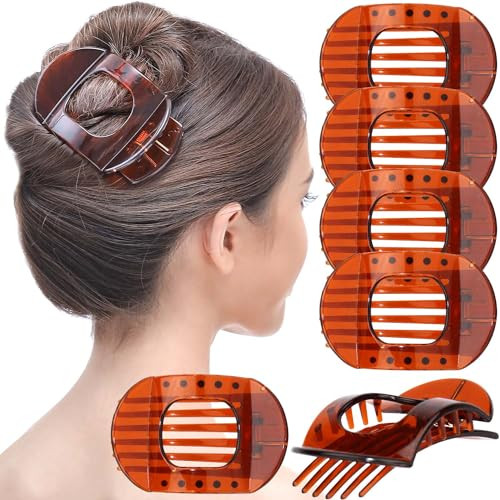 RC ROCHE 6 Pcs Flat Claw Hair Clips for Women Thick Hair French Round Duckbill Square Secure Strong Hold Grip Clamps Barrettes Curved No Slip No Crea