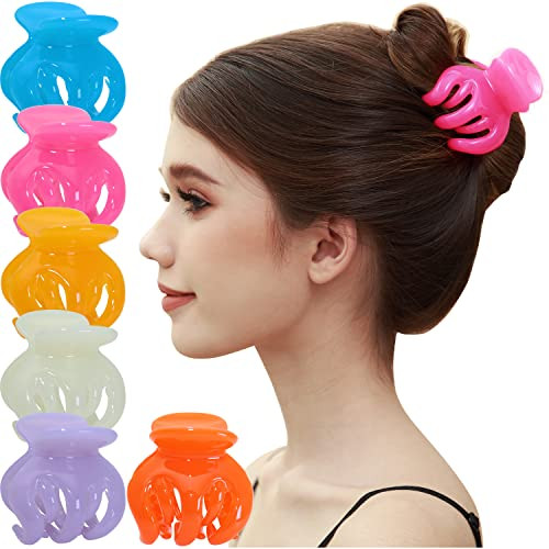 RC ROCHE 6 Pcs Octopus Hair Claw Clip for Women Thick Hair Round Jaw Pumpkin Jumbo Extra Big Cute Slip Secure Grip Strong Classic Clamp, Large Jelly