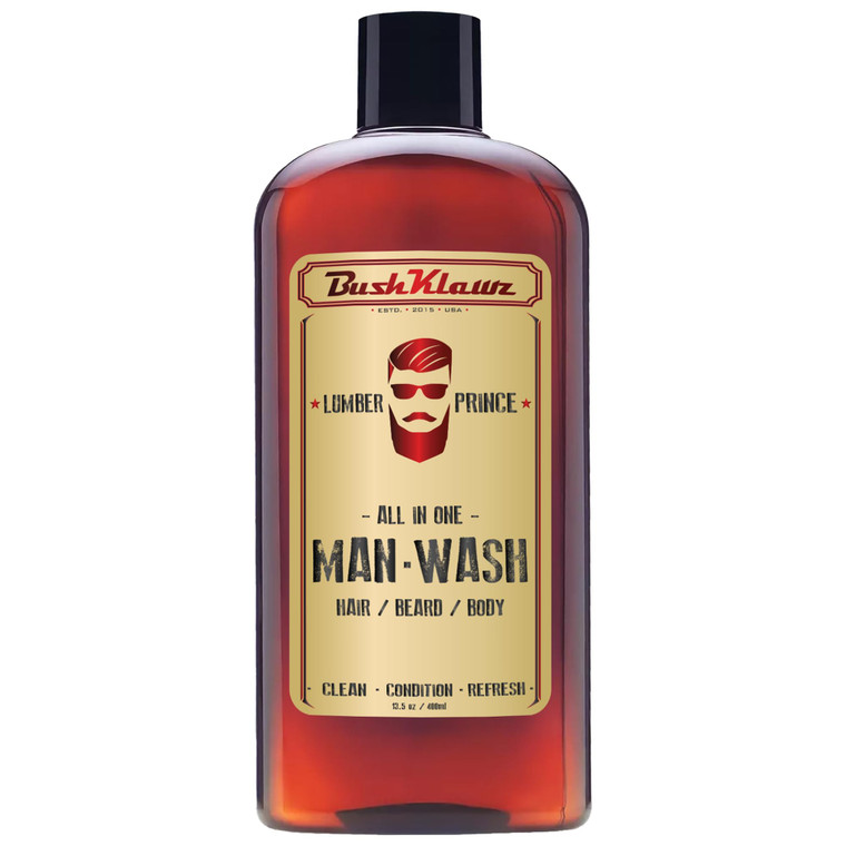 LUMBER PRINCE Men's Original All in One 3-in-1 Shampoo, Conditioner, Hair, Beard and Body Wash - American Viking Crew Cannon with Bulldog Duke PH Bal
