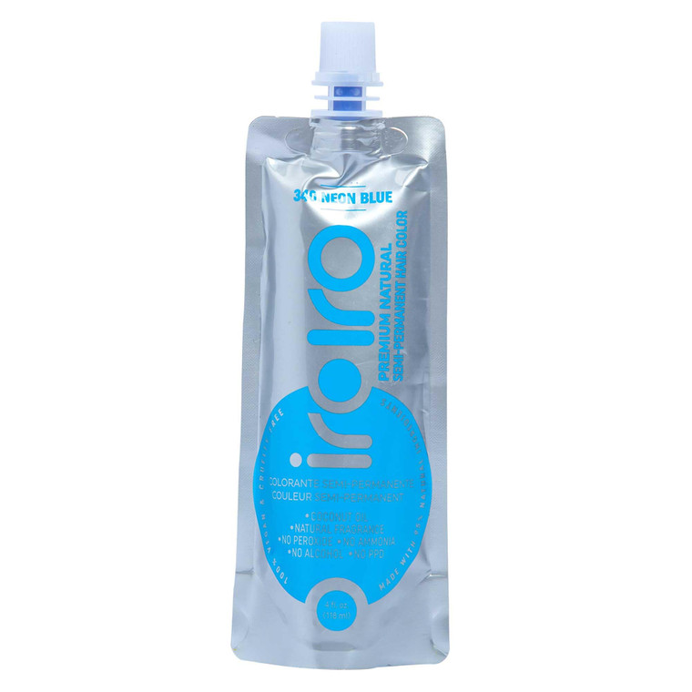 IROIRO Premium Natural Semi-Permanent Hair Color 340 Neon Blue (4oz)