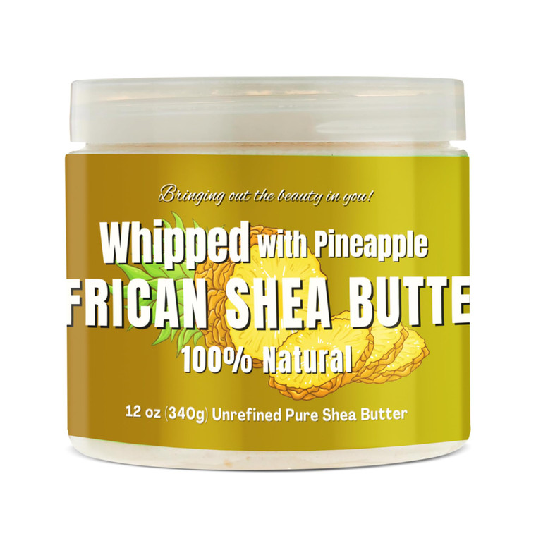 RA COSMETICS Whipped Shea Butter with Pineapple  100% Unrefined Shea Body Butter from Ghana  Moisturizes Skin, Nourishes & Conditions Hair  Soften