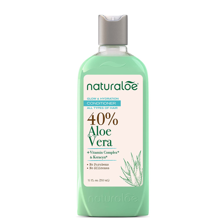 Naturaloe - Glow & Hydration Conditioner - 100% Vegan Formula Infused with 40% Aloe Vera Gel, EcoFriendly, Cruelty Free, No Parabens, No Silicones -