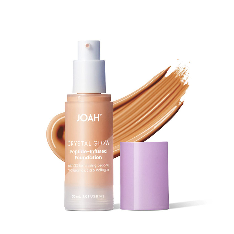 JOAH Crystal Glow Peptide-Infused Foundation, 2-in-1 Multitasking Korean Makeup with Blurring Face Primer, Luminizer, Hydration & Skin Defense for a