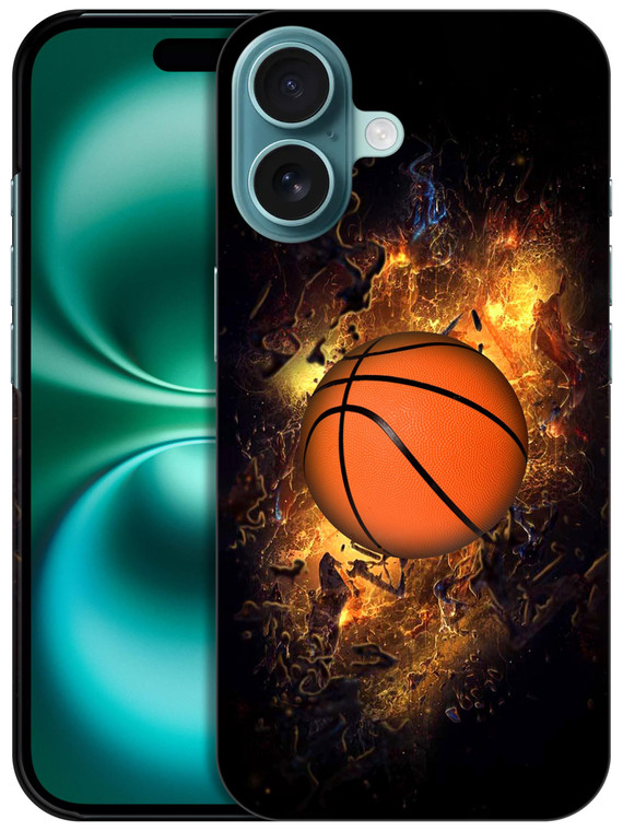 GlamCase for iPhone 16 Plus, iPhone 16 Plus Case - Basketball On Fire Design Printed Slim & Sleek Cute Plastic Hard Protective Designer Back Case/Cov