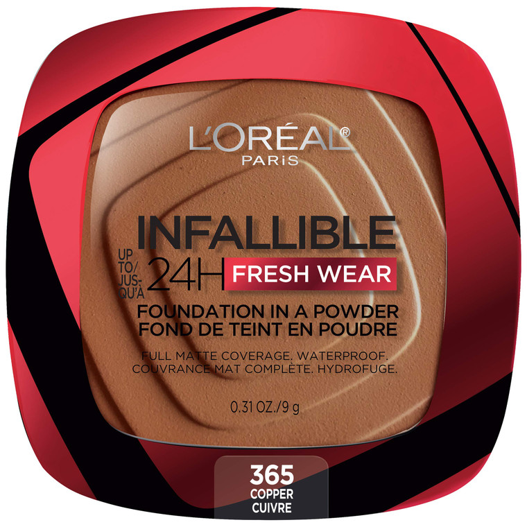 L'Oreal Paris Makeup Infallible Fresh Wear Foundation in a Powder, Up to 24H Wear, Waterproof, Copper, 0.31 oz.