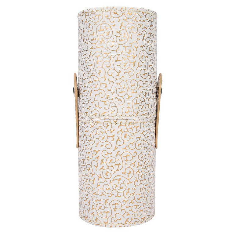 LAVEN Makeup Brush Holder PU Leather Portable Makeup Brush Cup Holder Travel Cosmetic ContainerTool for Desk or Dressing Table(Apricot)