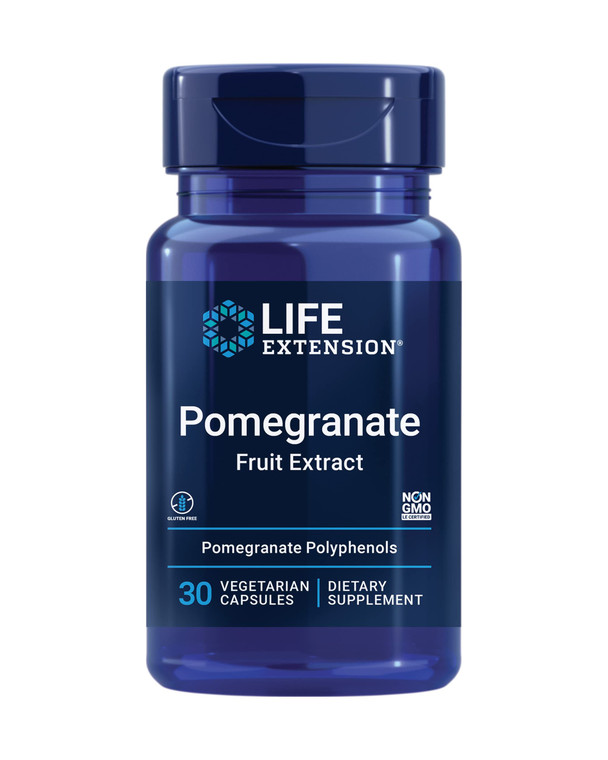 Life Extension Pomegranate Fruit Extract, 500 mg, antioxidant polyphenols for Cardiovascular Health, superfood, Gluten Free, Non-GMO, Vegetarian, 30