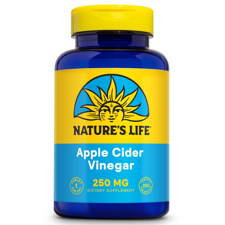 Nature's Life Apple Cider Vinegar Supplements 250 mg - ACV Tablets for Detox Cleanse and Digestion Support - with 87 mg Acetic Acid - 60-Day Money Ba