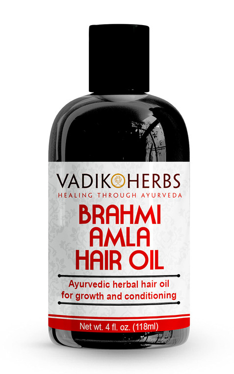 Vadik Herbs Brahmi-Amla Hair Oil (4oz) Promotes excellent hair growth and conditioning with Rosemary Oil | all natural herbal solution for hair loss,