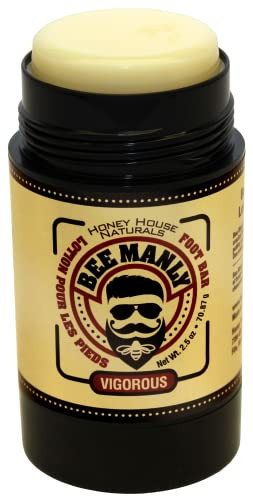 Honey House Naturals Bee Manly Foot Bar  2.5 Ounce Twist Up Tube  All Natural Ultra Moisturizing, Odor Eliminating Foot Bar  Made in USA (Vigorous
