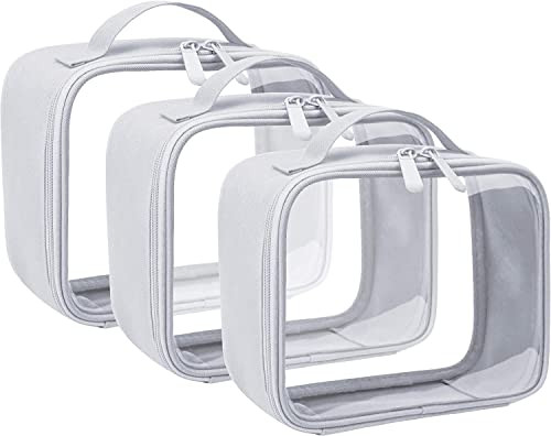 ANRUI TSA Approved Toiletry Bag with Handle Strap, Clear Travel Liquids Toiletries & Cosmetics Organizer Carry-On Luggage for Women and Men 3 Pack (S