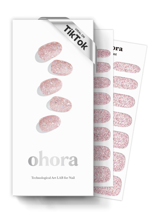 ohora Semi Cured Gel Nail Strips (N Pixie Dust) - Nude, Glitter, Works with Any UV/LED Lamps, Salon-Quality, Long Lasting, Easy to Apply & Remove - I