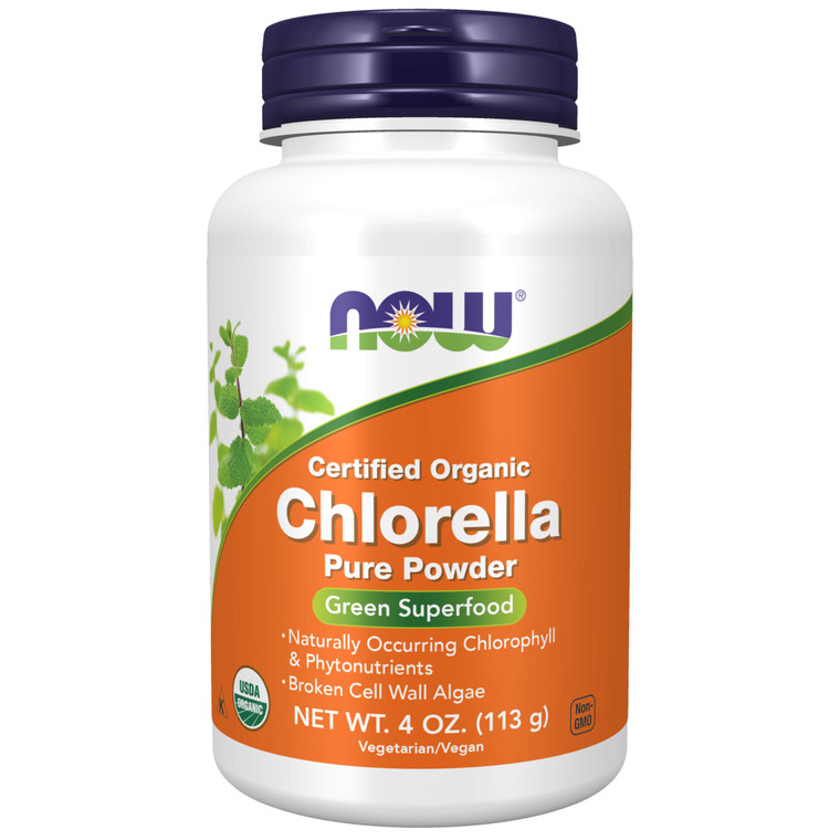 NOW Foods Supplements, Organic Chlorella Powder with naturally occurring Chlorophyll, Beta-Carotene, mixed Carotenoids, Vitamin C, Iron and Protein,