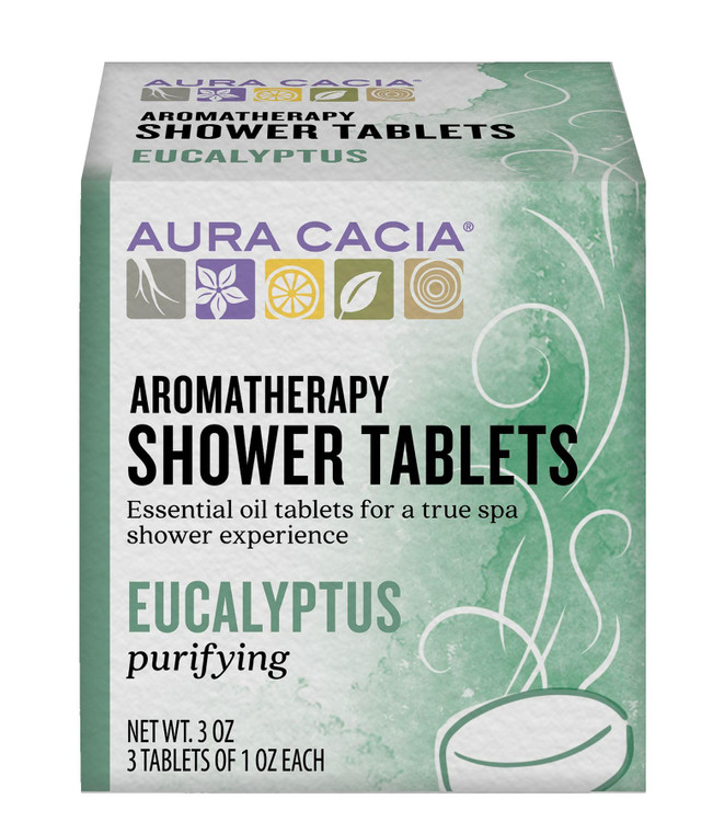 Aura Cacia - Purifying Eucalyptus Shower Tablet |Pure Essential Oils | Contains 3 Individually-Wrapped 1 oz. Tablets