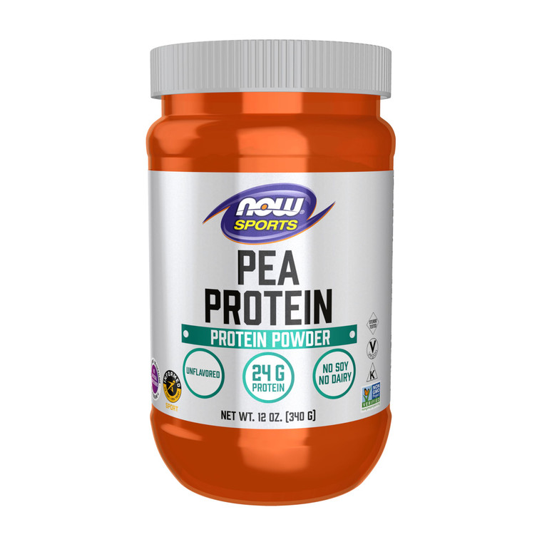 NOW Foods Sports Nutrition, Pea Protein 24 g, Easily Digested, Unflavored Powder, 12-Ounce