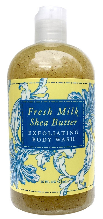 Greenwich Bay Exfoliating Body Wash with Shea Butter & Natural Exfoliants, Fresh Milk Scent - 16 oz