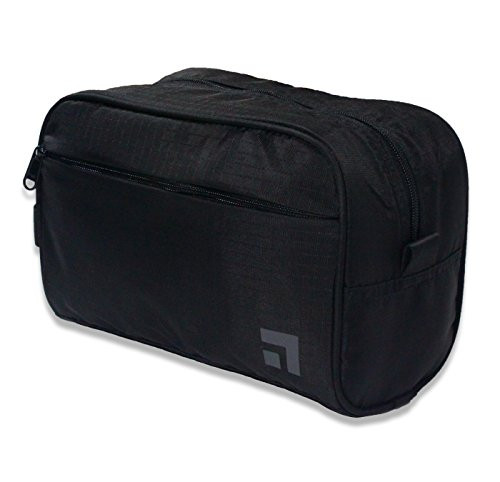 Slate Travel Waterproof Nylon Dopp Kit - Shaving Toiletry Bag Organizer (Black)