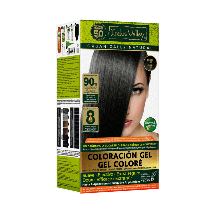 Indus Valley Damage Free Gel Hair Color | Gray Coverage of Resistant Gray Hairs - Ammonia-Free & Vegan - Hair Dye | Long Lasting Conditioning Hair |
