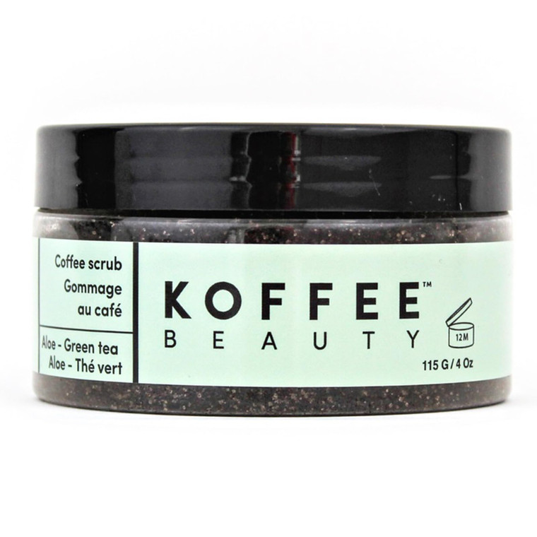 Koffee Beauty Aloe and Green Tea Coffee Scrub, 4 oz - Organic Exfoliating Body Scrub - Face Exfoliator with Soothing, Hydrating Oils - Restores Skin'