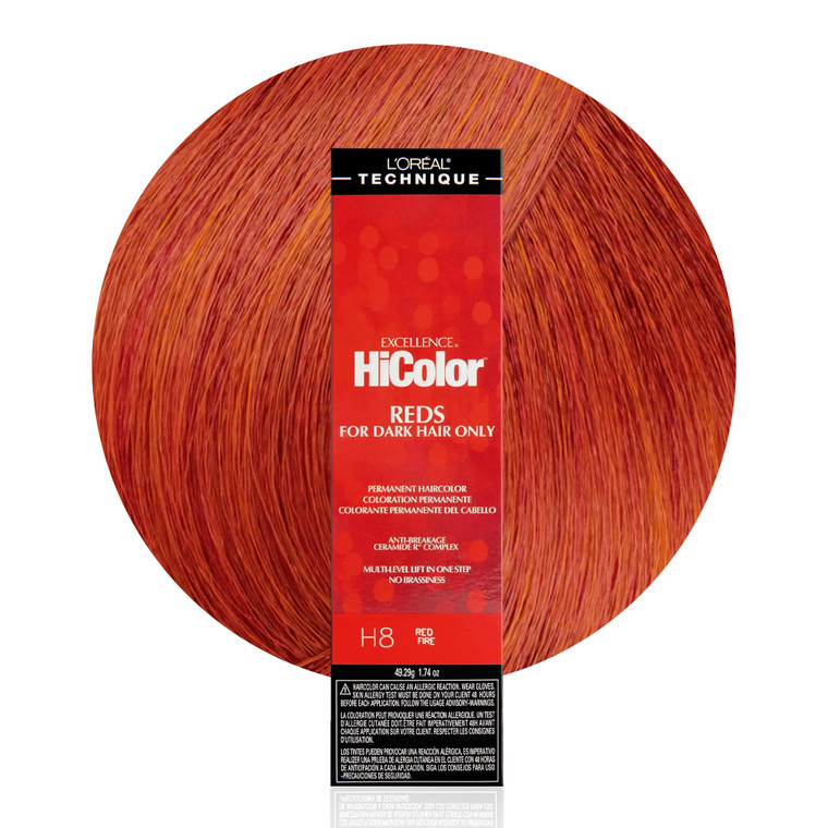 L'OREAL TECHNIQUE HiColor Reds Permanent Hair Color - Lifts Dark Hair in One Step Leaving No Brassiness, Rich & Smooth Creme Formula, Intense & Long-