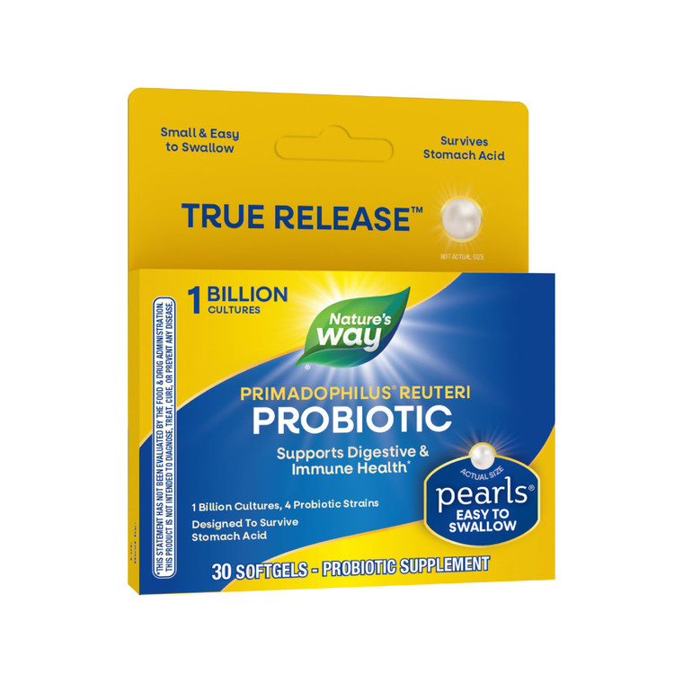 Nature's Way Primadophilus Reuteri Probiotic Pearls for Men and Women, Digestive and Immune Health*, 1 Billion Culture, 4 Probiotic Strains, Survives