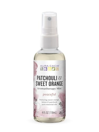 Aura Cacia Patchouli and Sweet Orange Aromatherapy Mist - Body and Room Spray with Pure Essential Oils for Refreshing, Soothing Aromatherapy | 4 Fl O