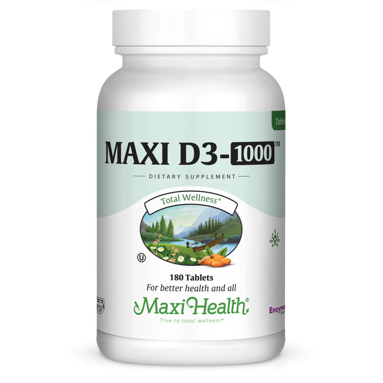 Maxi Health Vitamin D3 1000 IU Dietary Supplement - Easy to Swallow - Odorless & Tasteless - Supports Calcium Absorption, Immune Health and Bone Heal