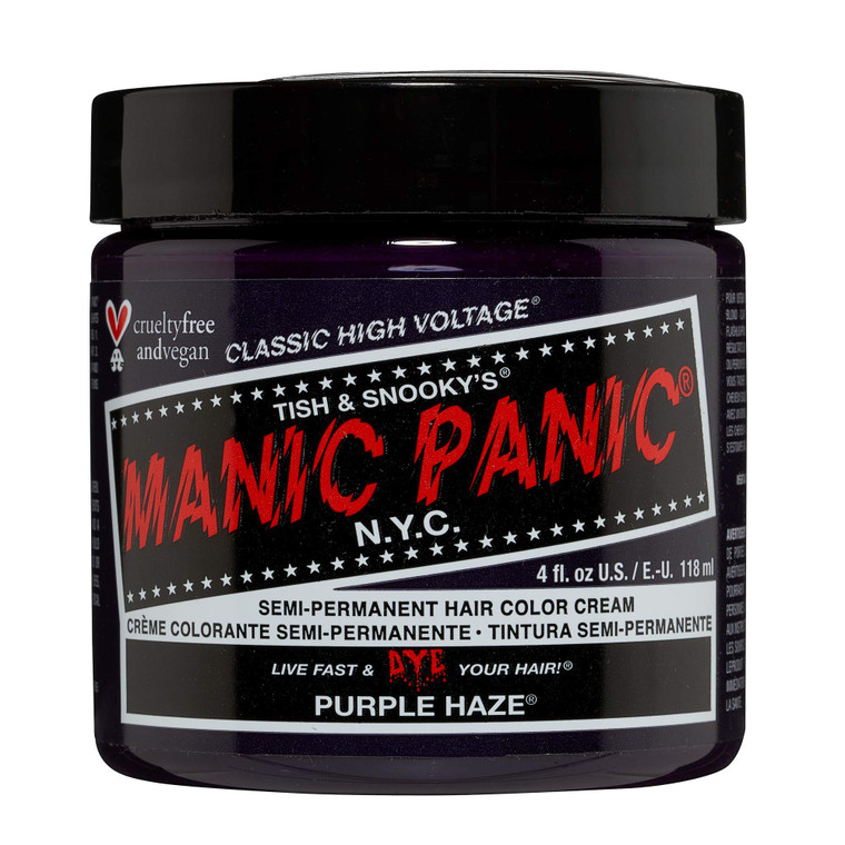MANIC PANIC Classic Purple Haze Semi Permanent Hair Color - Warm Dark Purple Hair Dye for Women & Men That Lasts 4-6 Weeks - Vegan, Ammonia & Cruelty