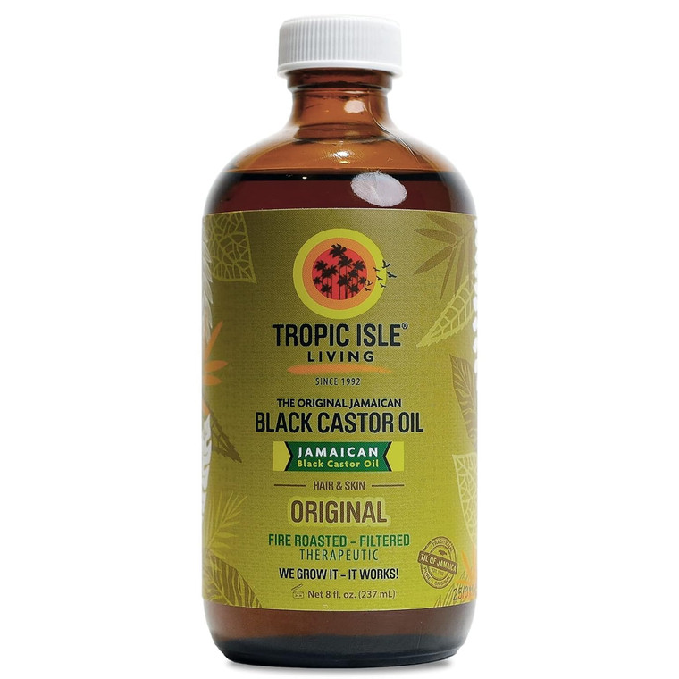 Tropic Isle Living Jamaican Black Castor Oil 8oz - For Hair Growth, Skin Conditioning, Eyebrows & Eyelashes, Scalp and Nail Care. Strengthen, Moistur