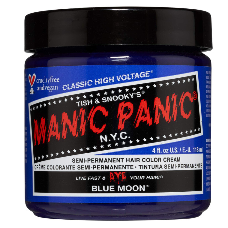 MANIC PANIC Classic Blue Moon Semi Permanent Hair Color - Neon Cool Blue Hair Dye for Women & Men That Lasts 4-6 Weeks - Vegan, Ammonia & Cruelty-Fre